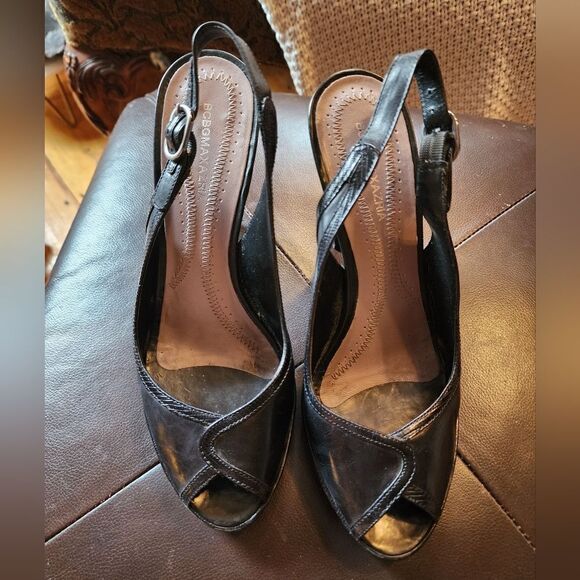 BCBG "Tisa" Black Open Toe Slingbacks 100% leather size 7.5 - Picture 6 of 8